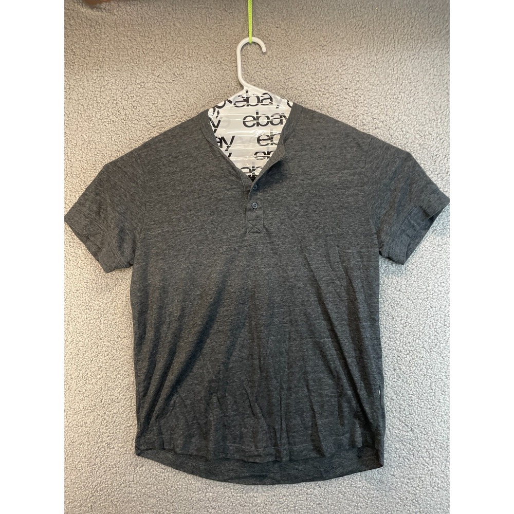 Onia Top Size M Gray Solid 1/2 Button Short Sleeve Shirt